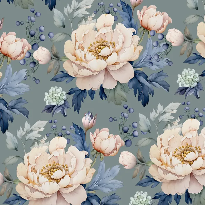foulard illustré de pivoine rose clair beige