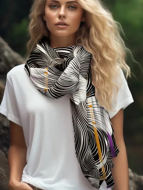 foulard graphique vintage porté