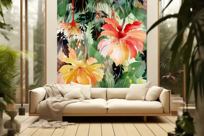 tissu mural décoration jungle couleurs d'automne