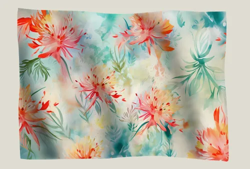 tissu mural décoration fleurs abstraites