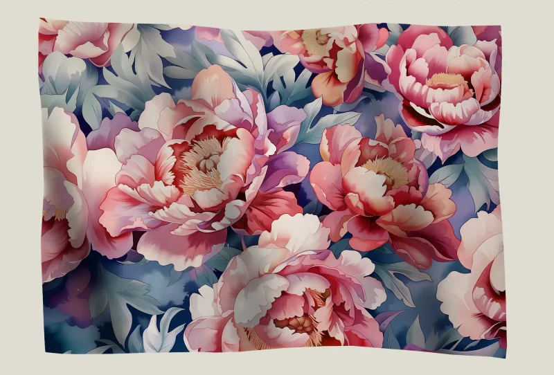 tissu mural décoration pivoines roses