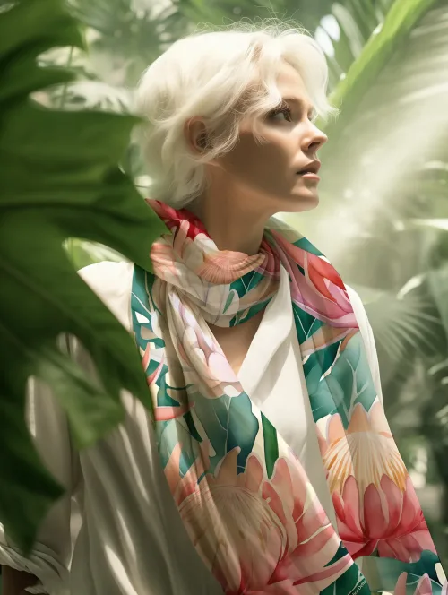 grand foulard carré fleuri fleurs de protea