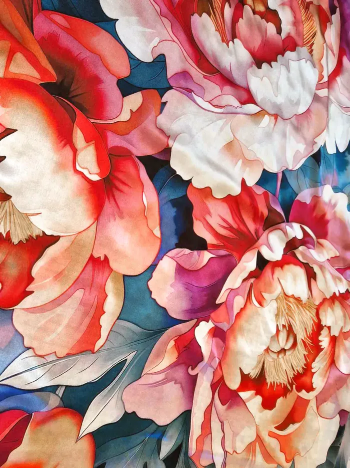 foulard pivoines sauvages