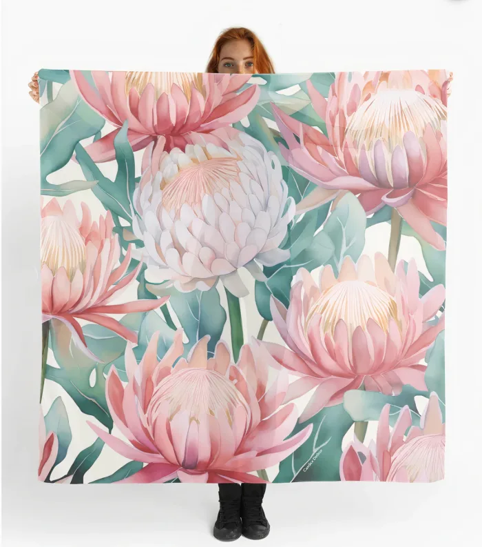 foulard rose protea