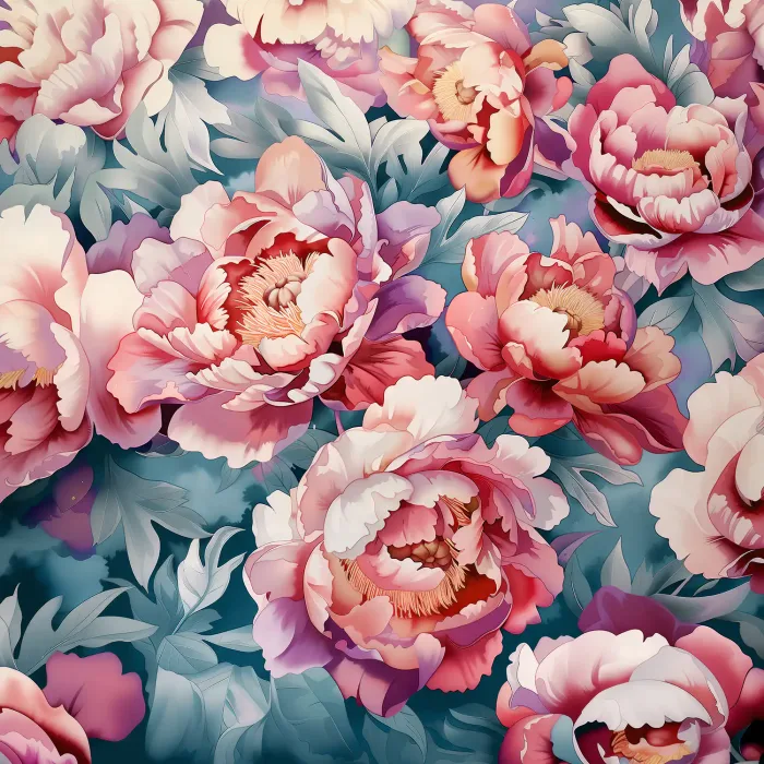 tissu mural décoration pivoines roses
