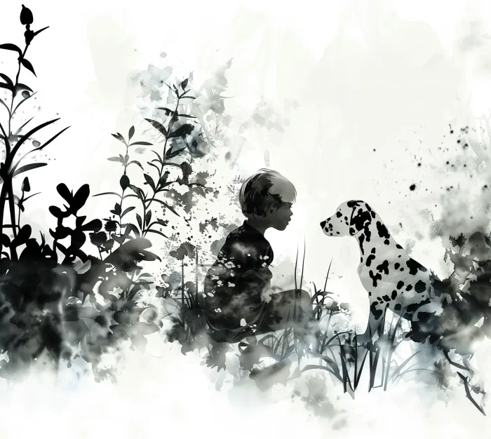 tissu mural décoration noir et blanc dalmatien enfant