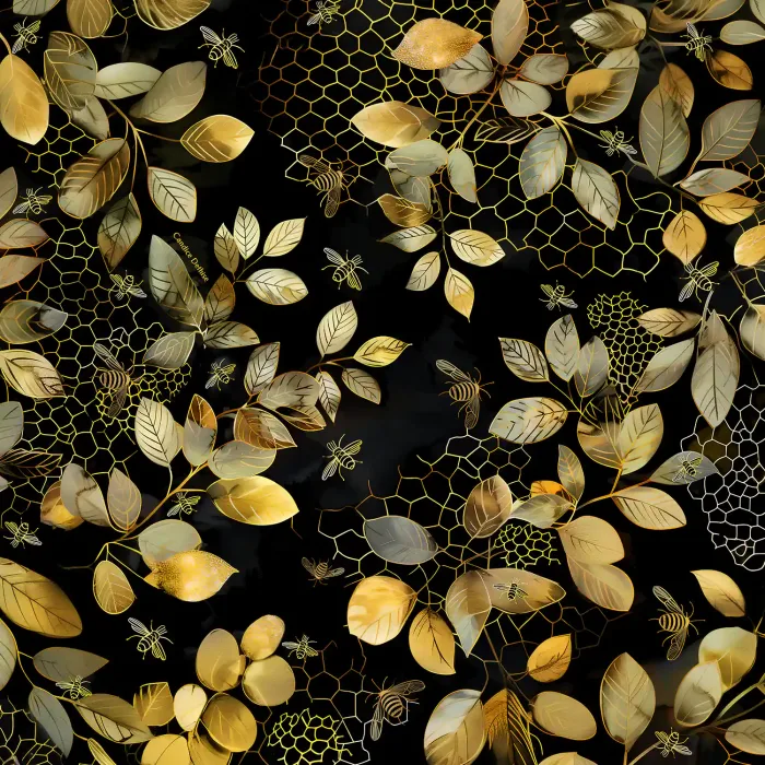 foulard abeilles dorées fond noir