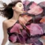 foulard en soie mauve rose gingko hivernal