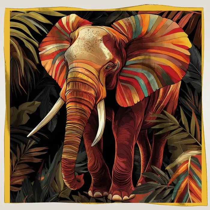 foulard femme carré soie 70 cm éléphant