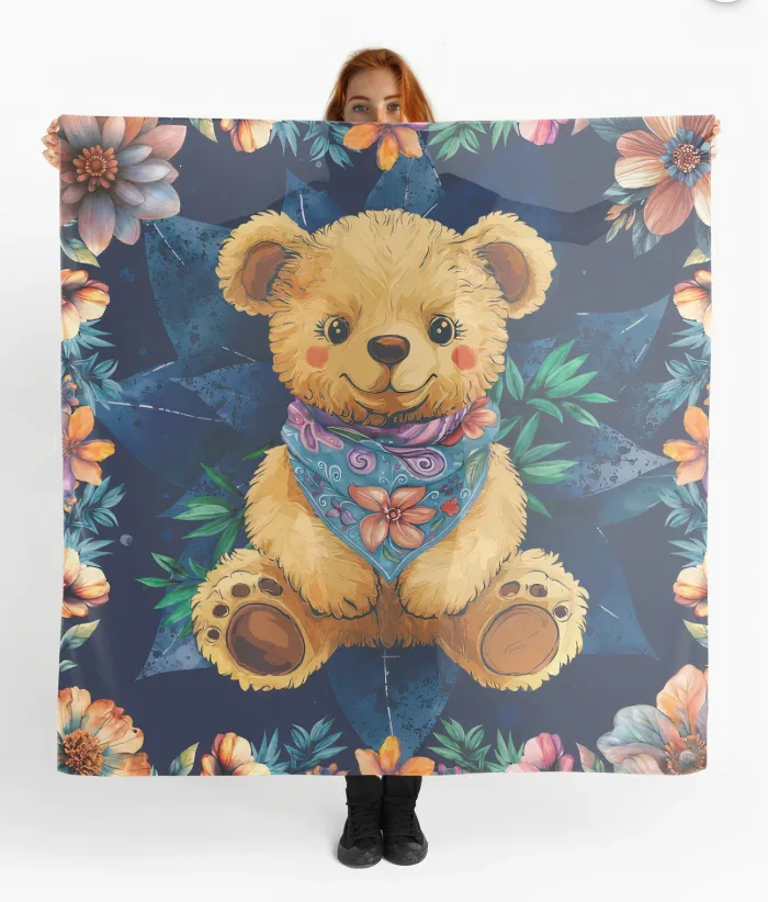 foulard teddy fleuri soie ouvert