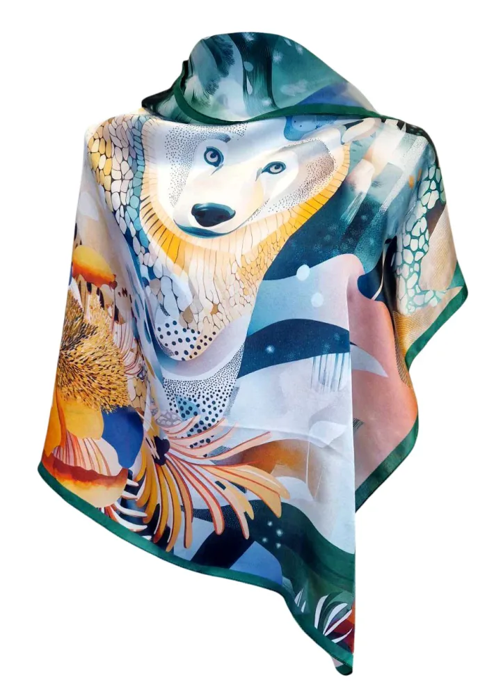 foulard soie femme ours polaire