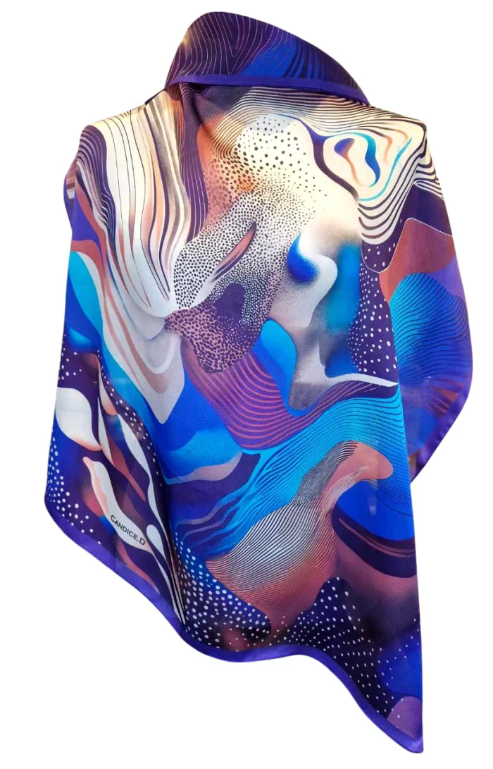 foulard femme carré de soie bleu océan