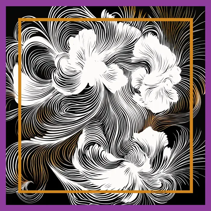 foulard en soie femme noir et blanc style vintage