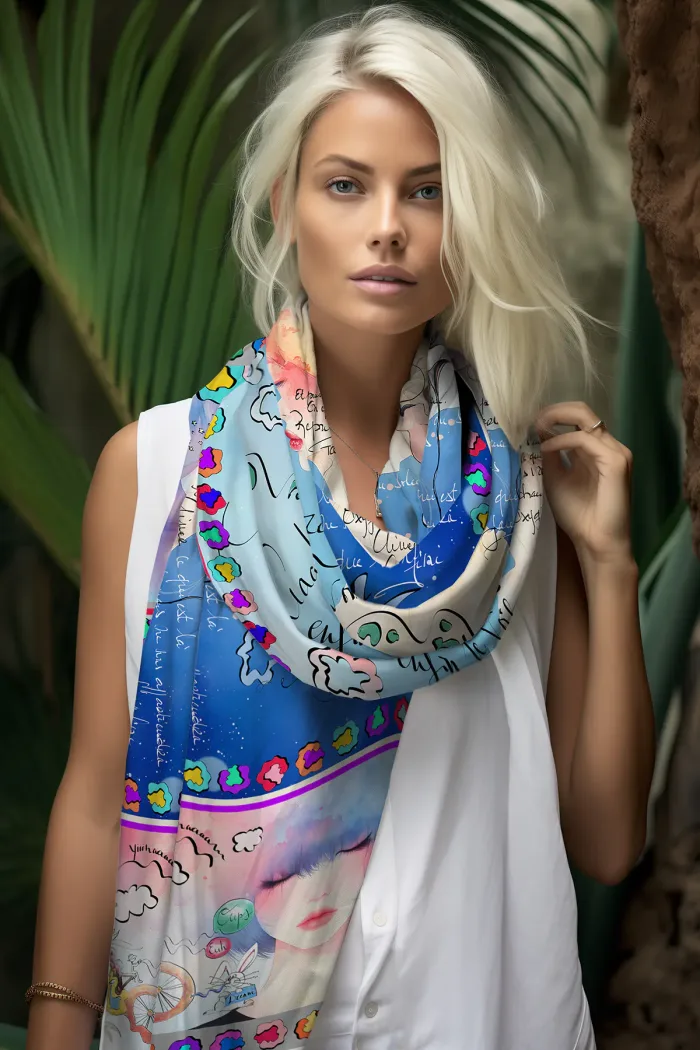 foulard femme édition limitée dessiné à la main