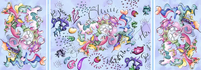 foulard en soie poétique dessiné à la main