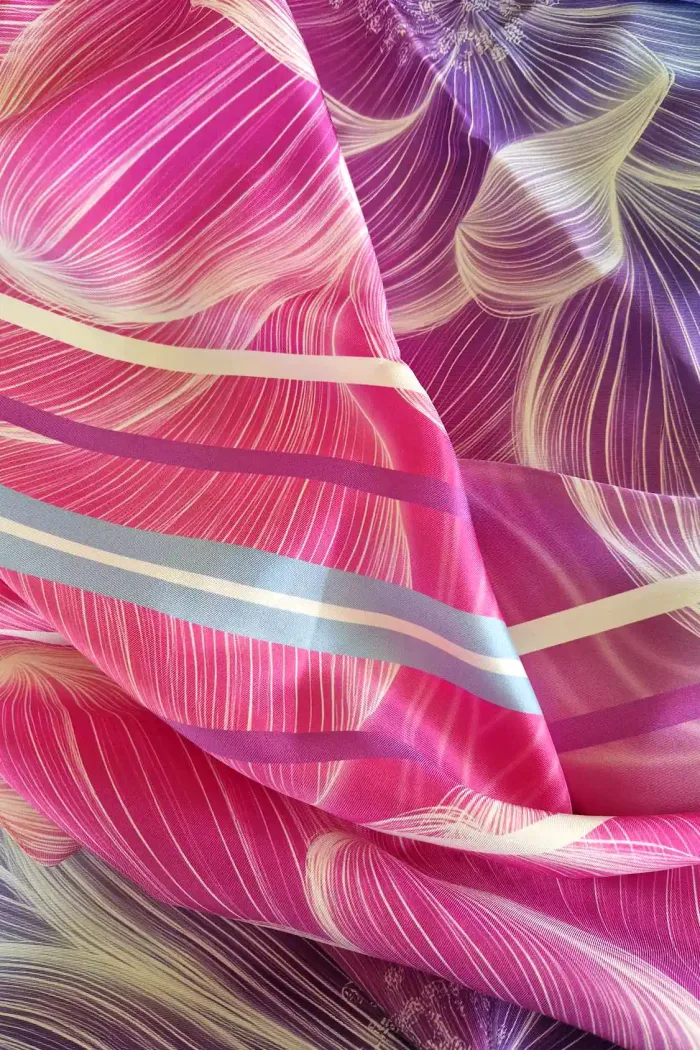 foulard femme rectangulaire en soie ou paréo. Design belge