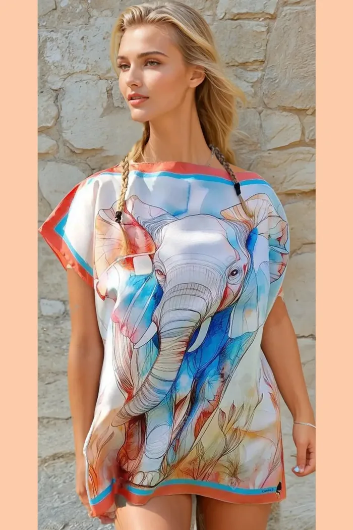 caftan court en soie 70x70 cm convient pour les tailles S à XL