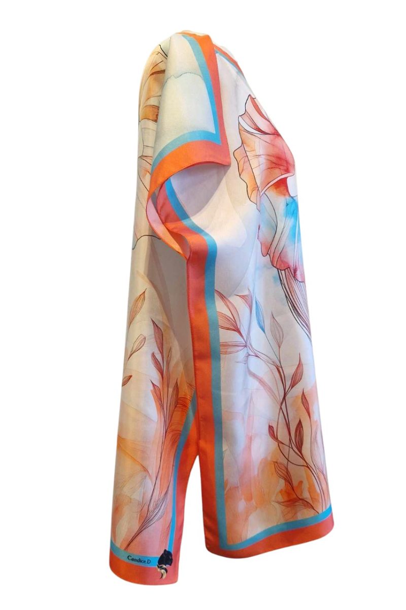caftan court en soie 70x70 cm convient pour les tailles S à XL