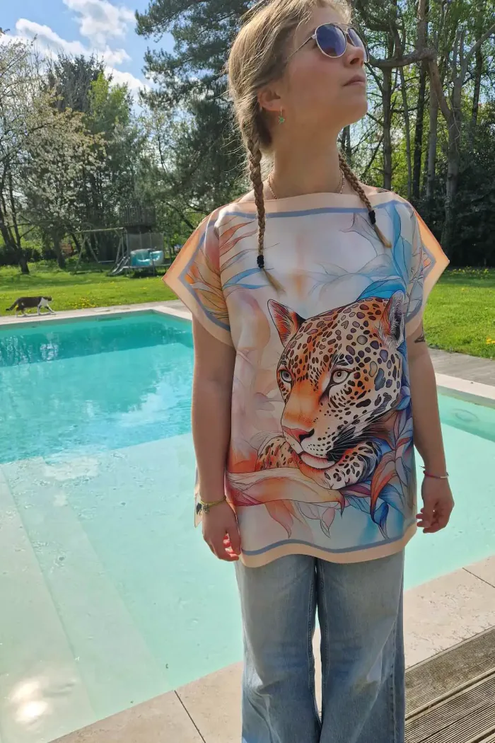 caftan court en soie 70x70 cm convient pour les tailles S à XL