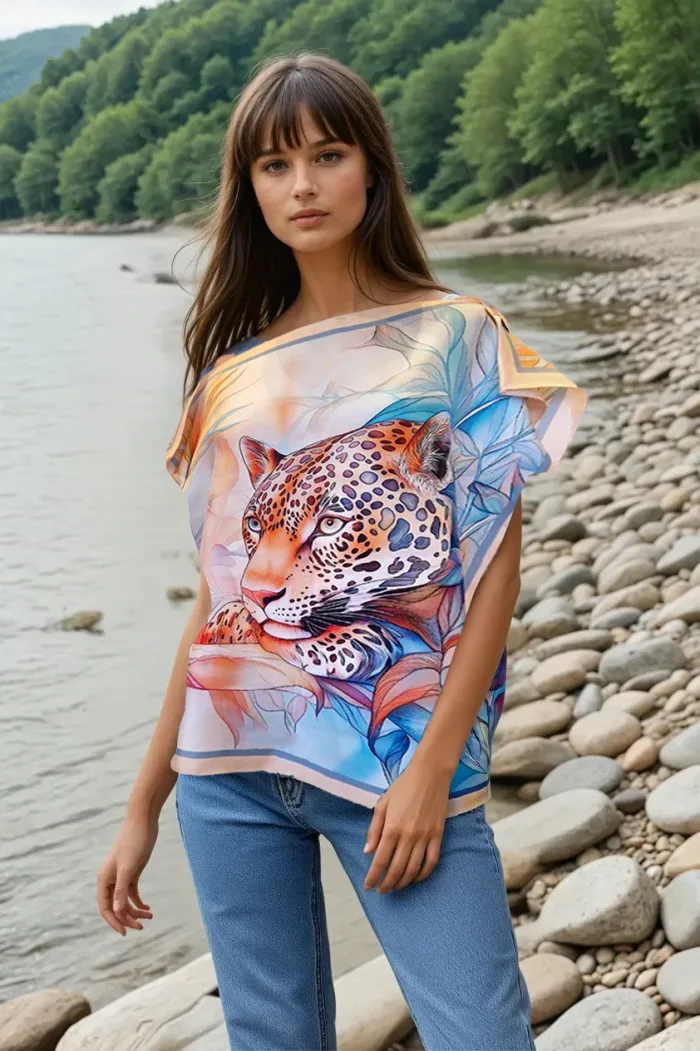 caftan court en soie 70x70 cm convient pour les tailles S à XL