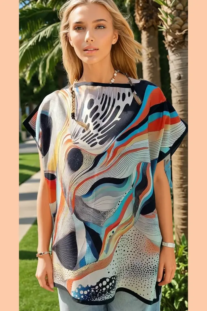 caftan tunique court soie style vintage