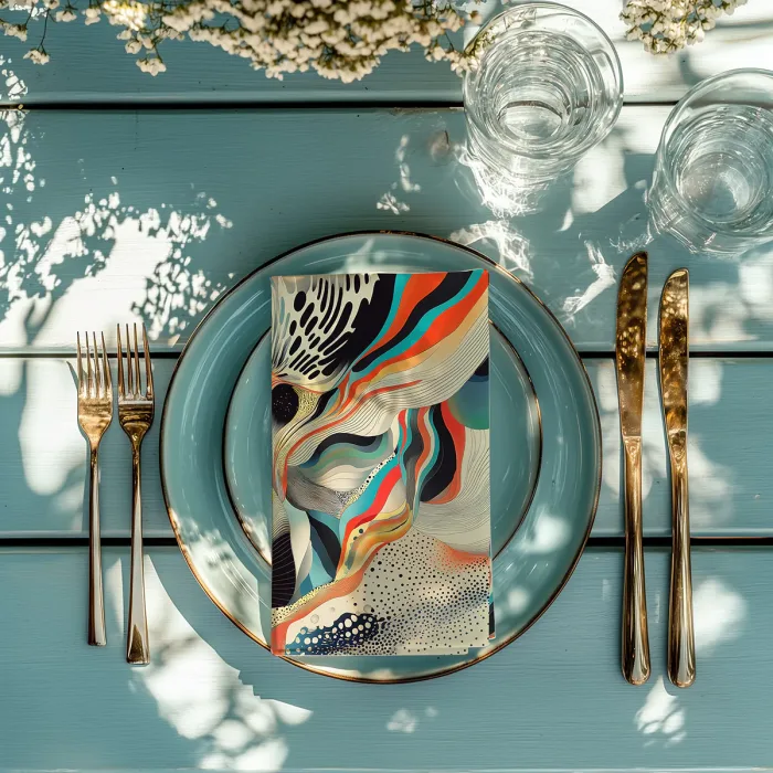 serviette de table en tissu coton style graphique moderne minimaliste