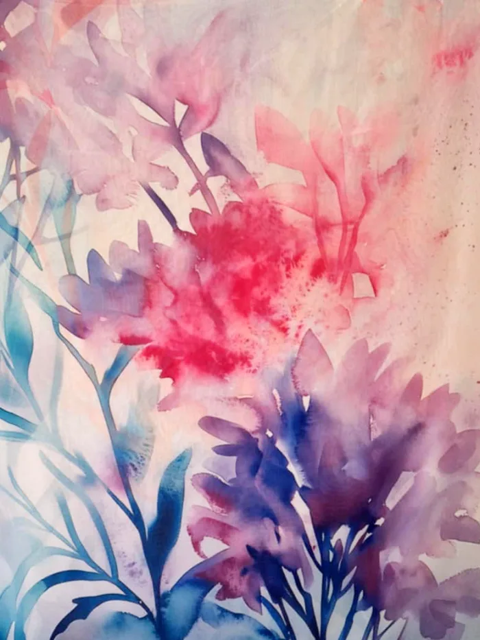 foulard illustré à l'aquarelle de fleurs de lilas