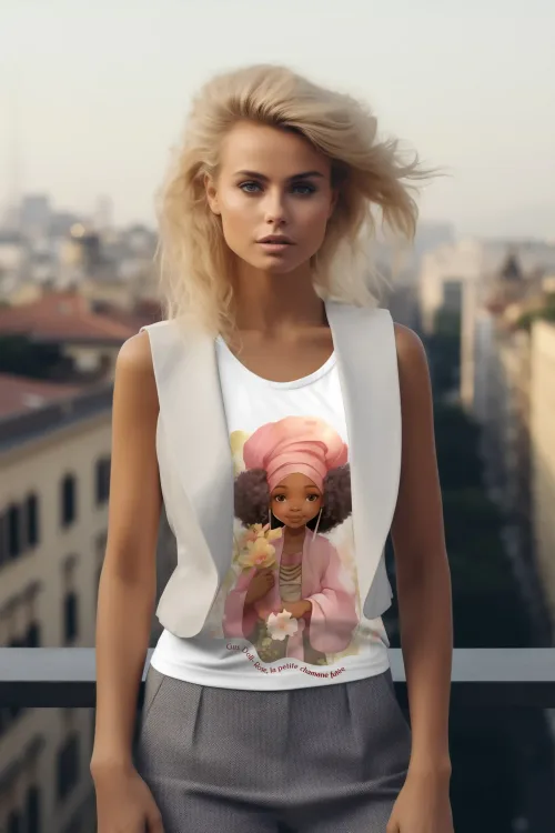 t-shirt poupée gus Rose, la chamane futée