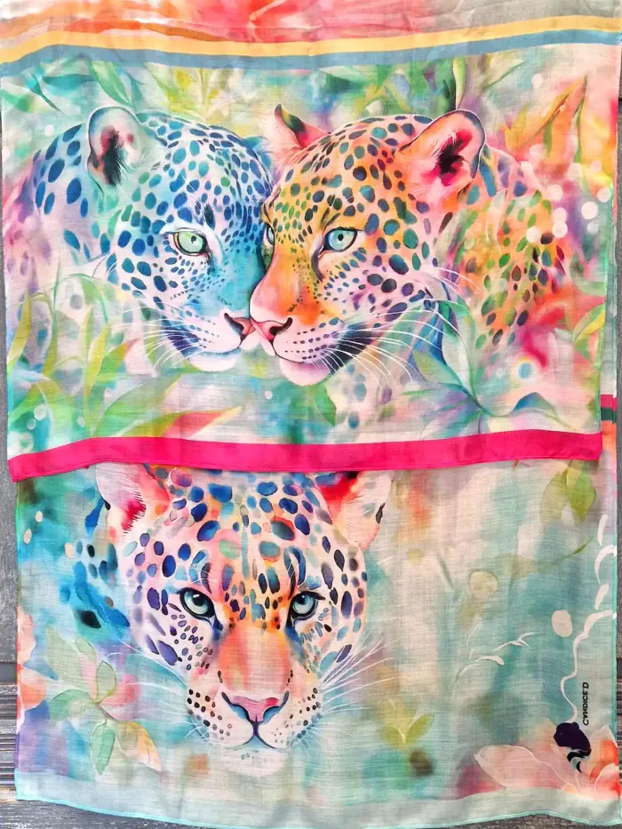 foulard femme modal rectangulaire luxe jaguar