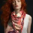 grand foulard style Mucha, Art Nouveau fleur d'Ibiscus