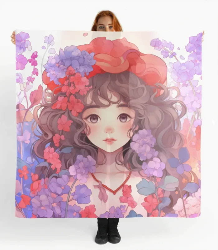foulard art nouveau inspiration Mucha fille et wisteria glycine