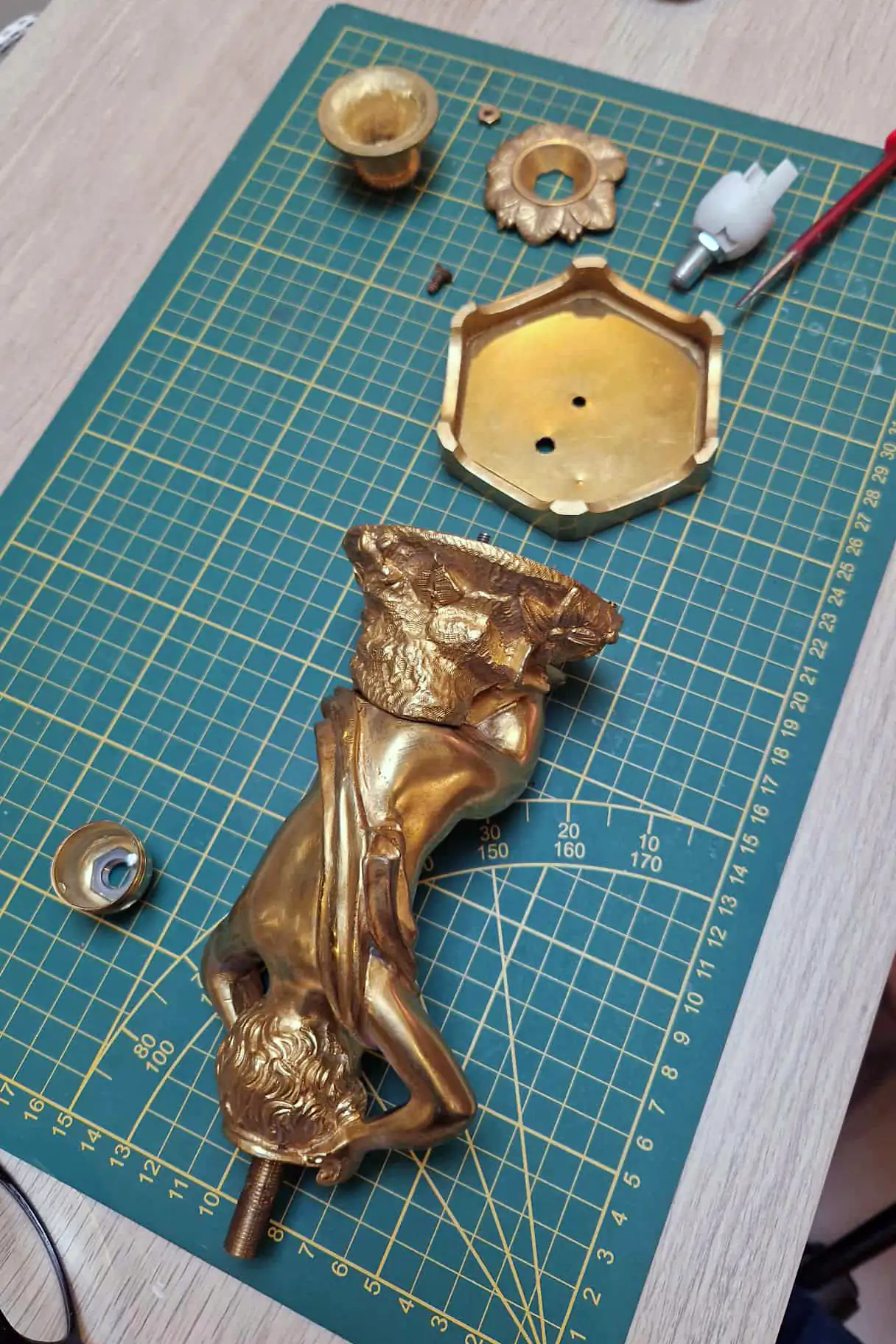 démontage restauration lampe laiton