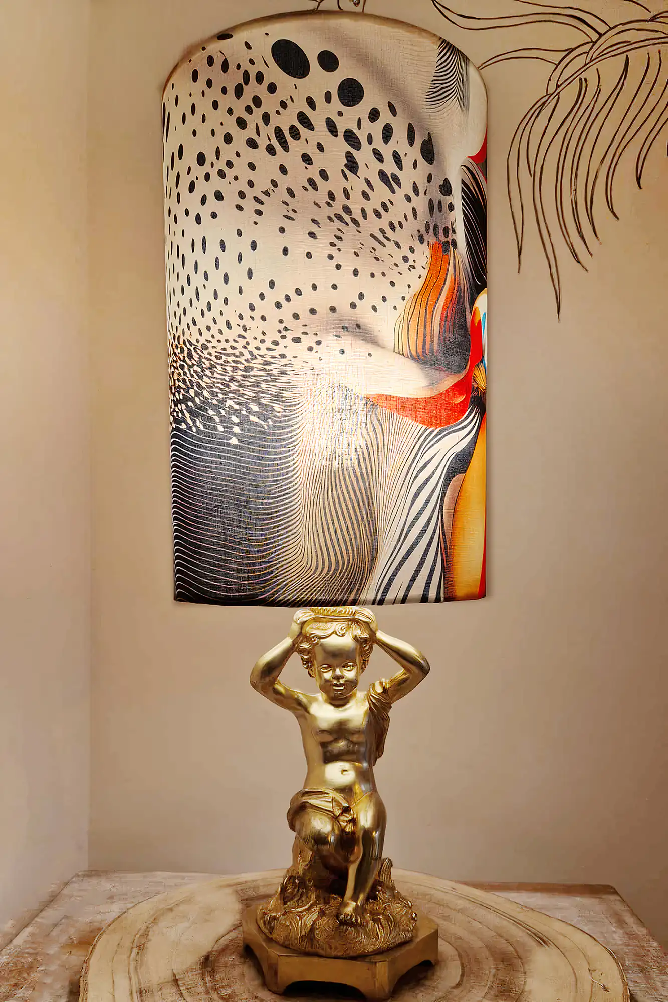 restauration lampe putto en laiton