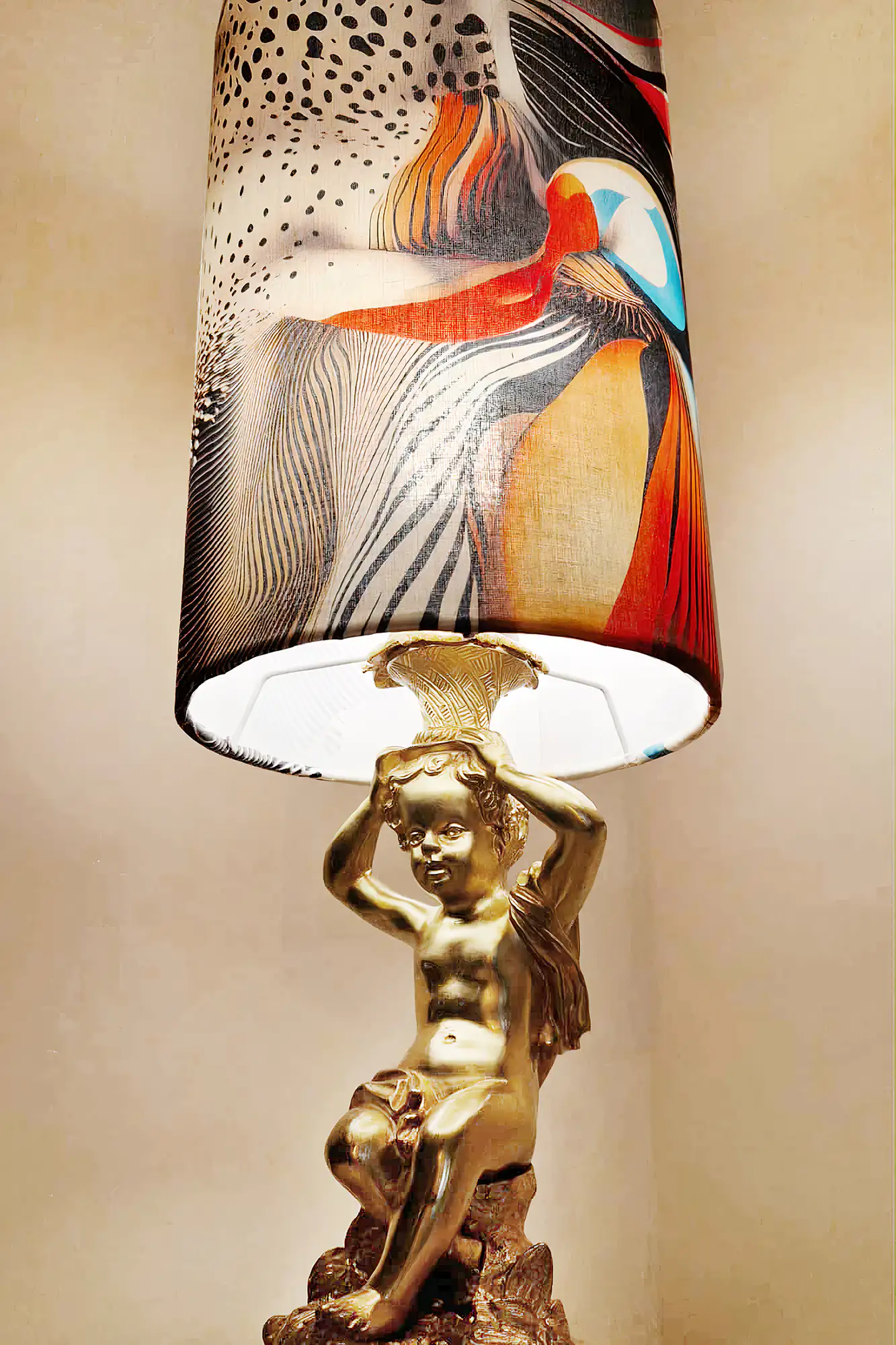 restauration-lampe-putto restauration et relooking de lampes à abat-jour
