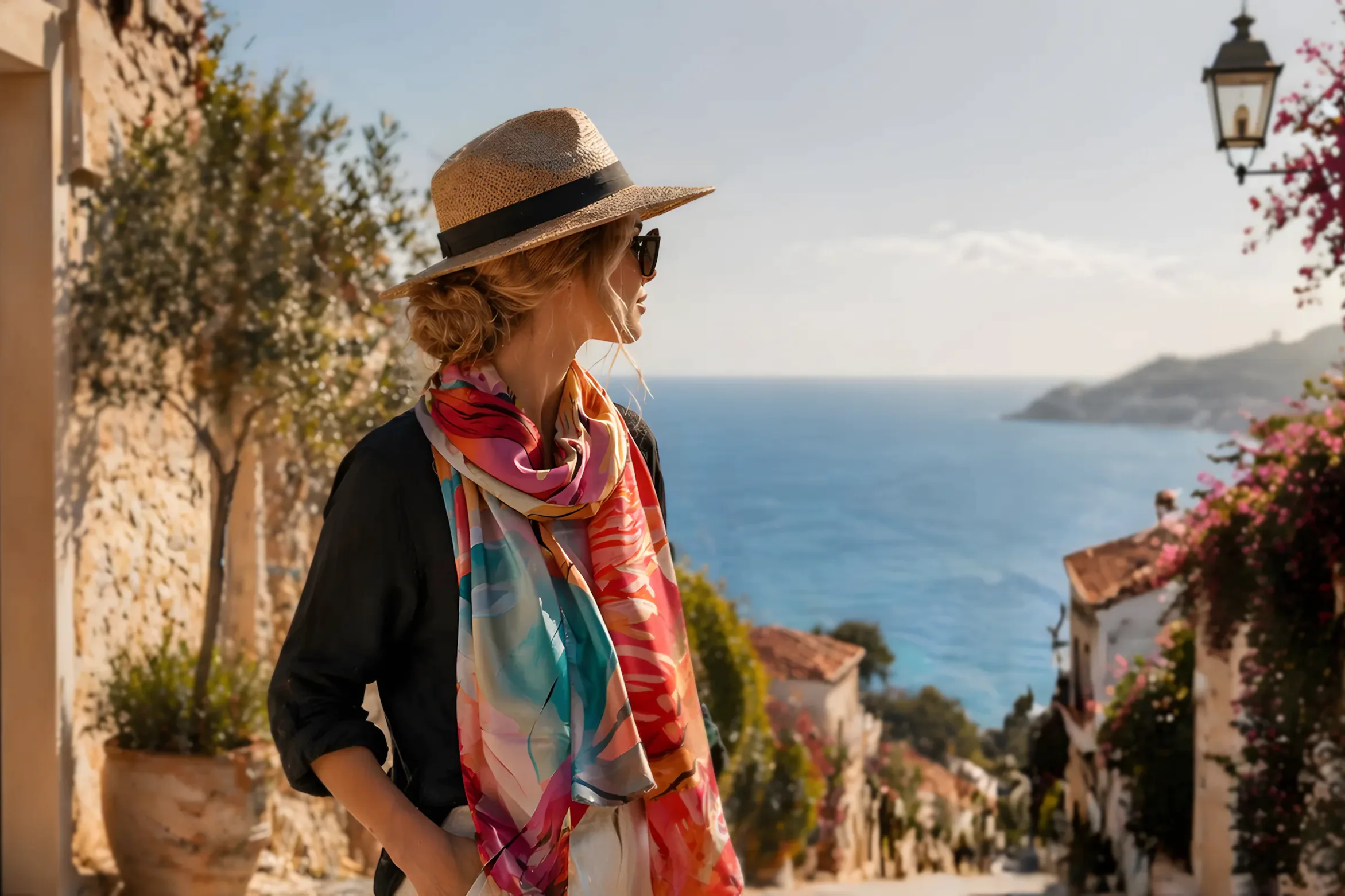 foulard en soie grand format rectangulaire