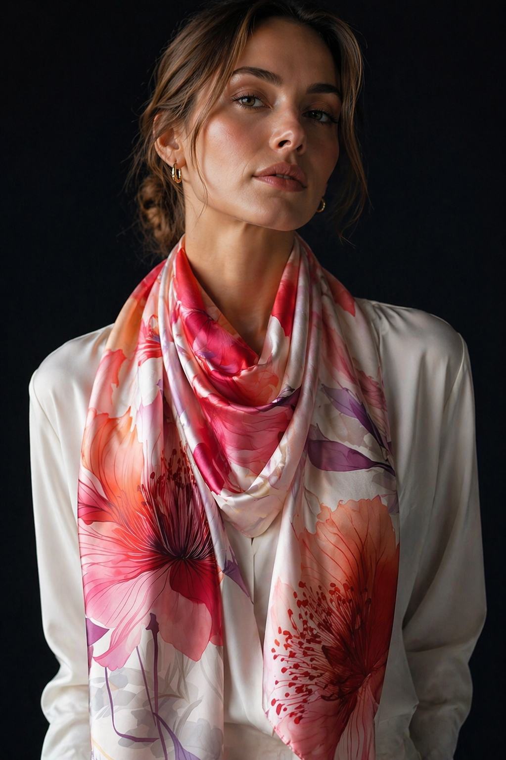 foulard en soie corail crème lilas palette colorimétrique printemps doux